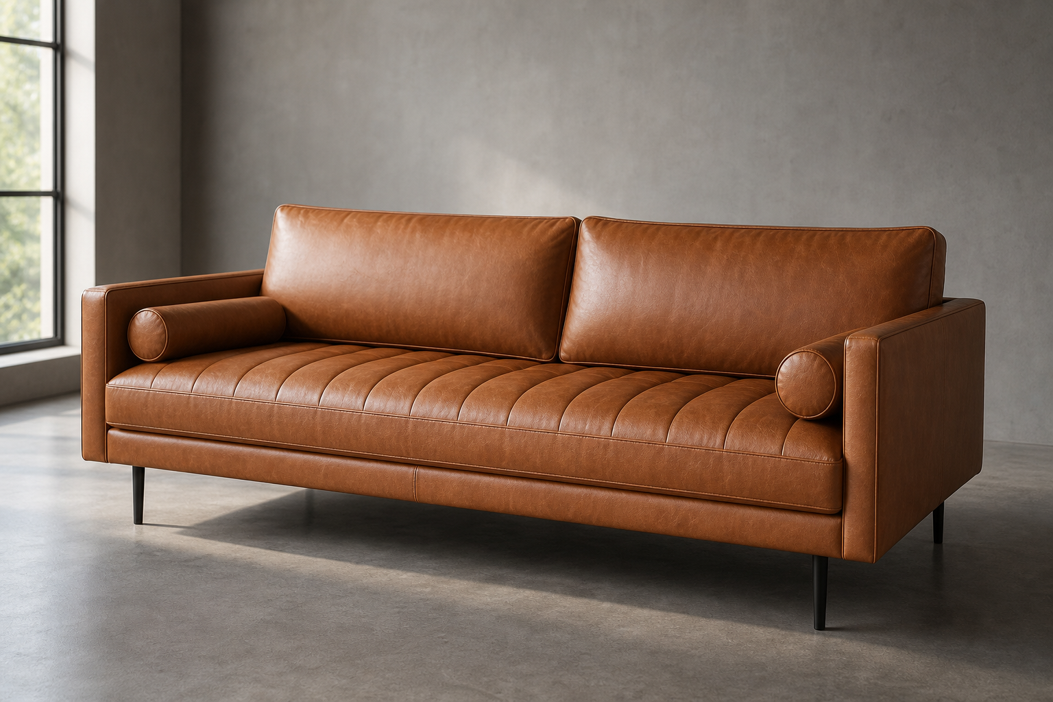Poly & Bark Napa 88.5-inch Leather Sofa — Cognac Tan